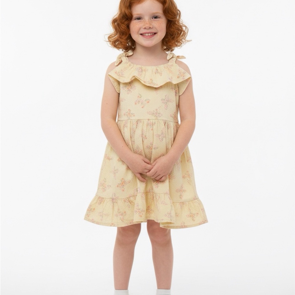 Little Lass Yellow and Pink Ruffle Dress